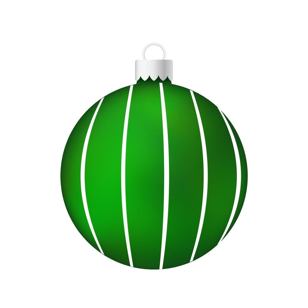 árbol de navidad verde juguete o bola volumétrica y realista ilustración en color vector