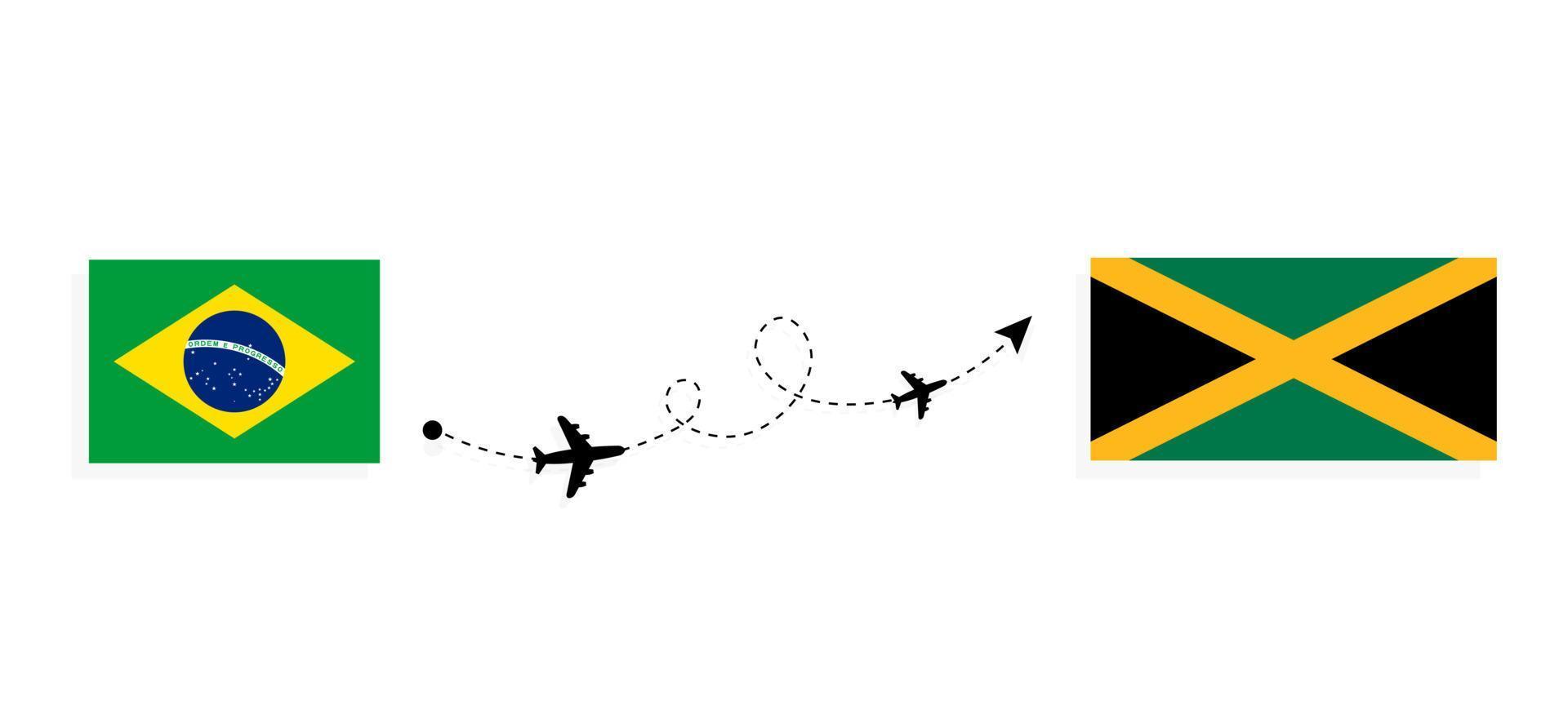 vuelo y viaje de brasil a jamaica por concepto de viaje en avión de pasajeros vector