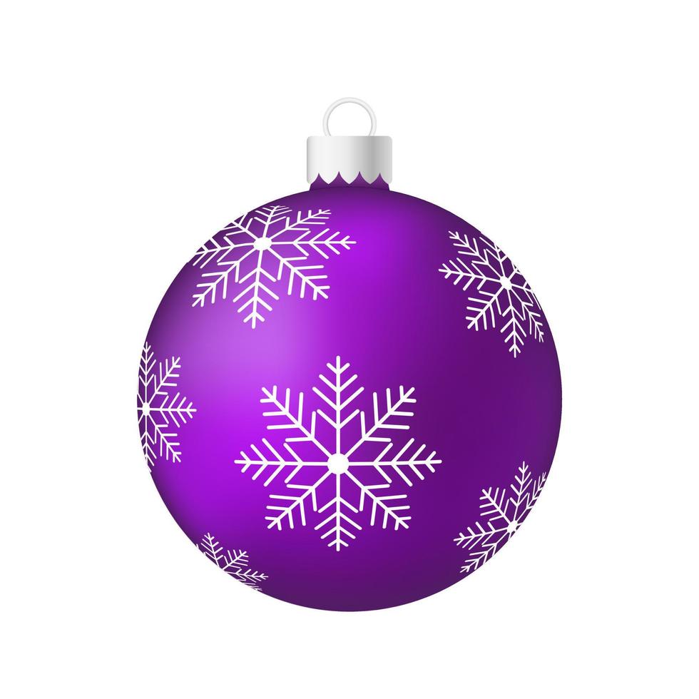 Purple violet Christmas tree toy or ball Volumetric and realistic color illustration vector