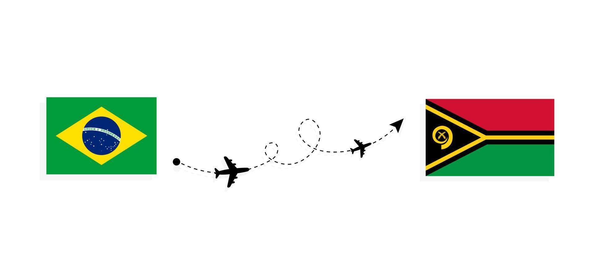 Flight and travel from Brazil to Vanuatu by passenger airplane Travel concept vector