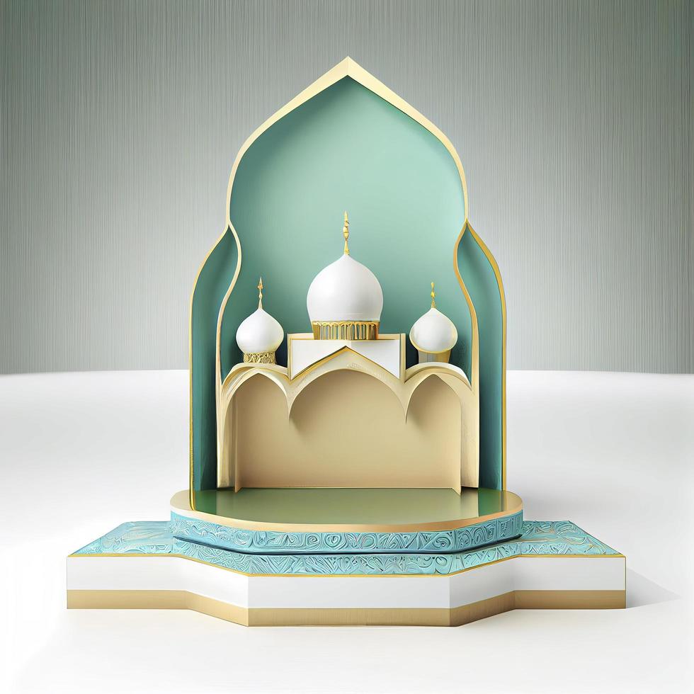 3d render illustration of mosque stage for podium or ramadan product display photo