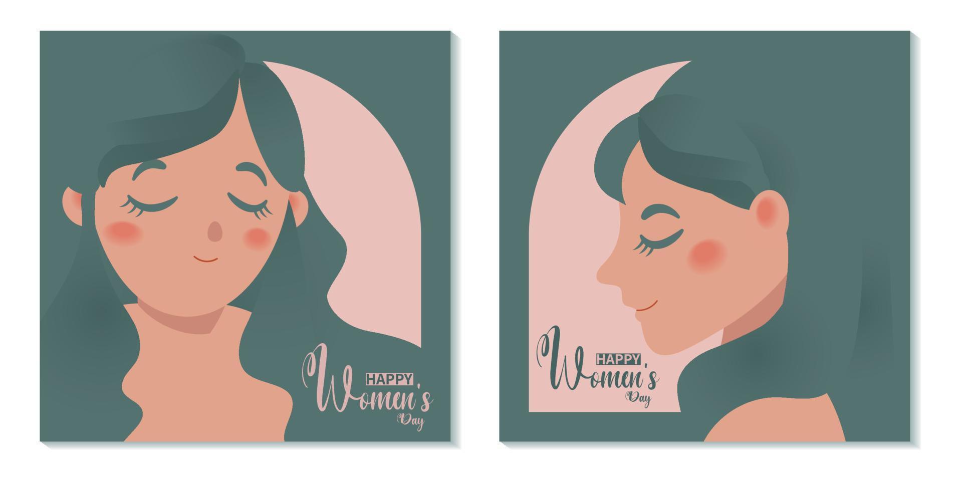 tarjeta de felicitación del día de la mujer con avatar femenino simple vector