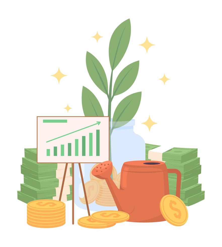 Profitable business investment semi flat color vector objects. Editable elements. Items on white. Company efficiency simple cartoon style illustration for web graphic design and animation