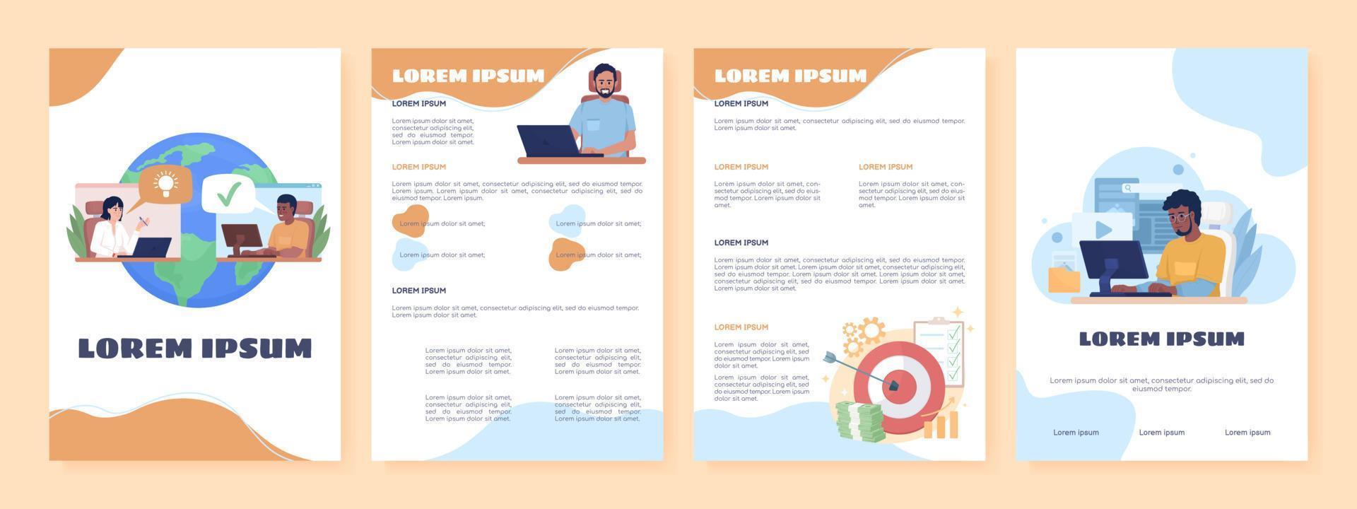 International staff flat vector brochure template. Booklet, leaflet printable flat color designs. Editable magazine page, reports kit with text space