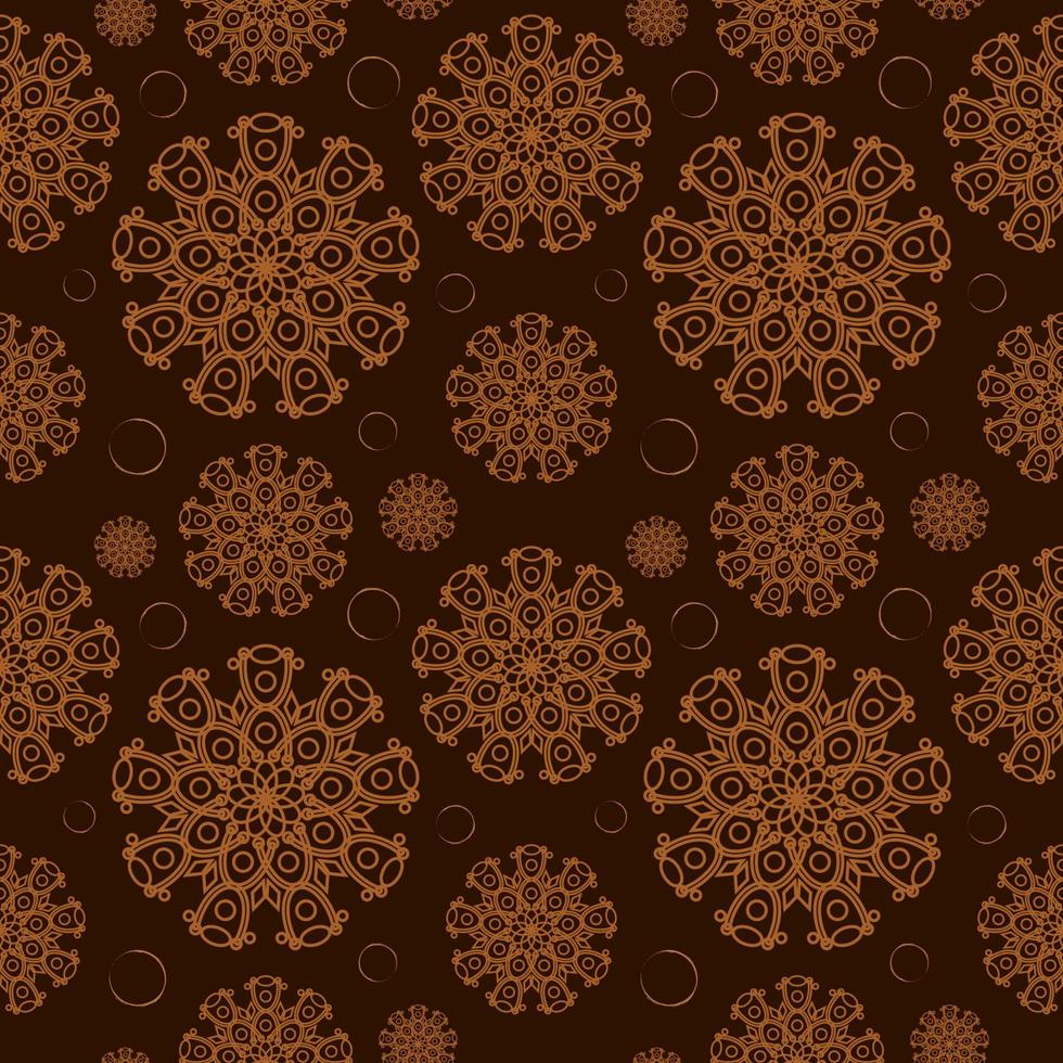 plantilla de diseño de tela batik indonesia. hermoso patrón de flores geométricas abstractas sin fisuras. diseño gráfico con estilo retro. ornamento vintage marrón enlosables vector