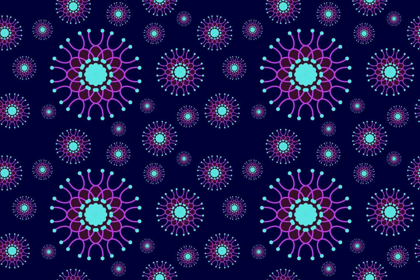 Seamless geometric flowers pattern. Abstract floral design template. Tileable Retro Ornament. Dark Blue stylish graphic design. vector