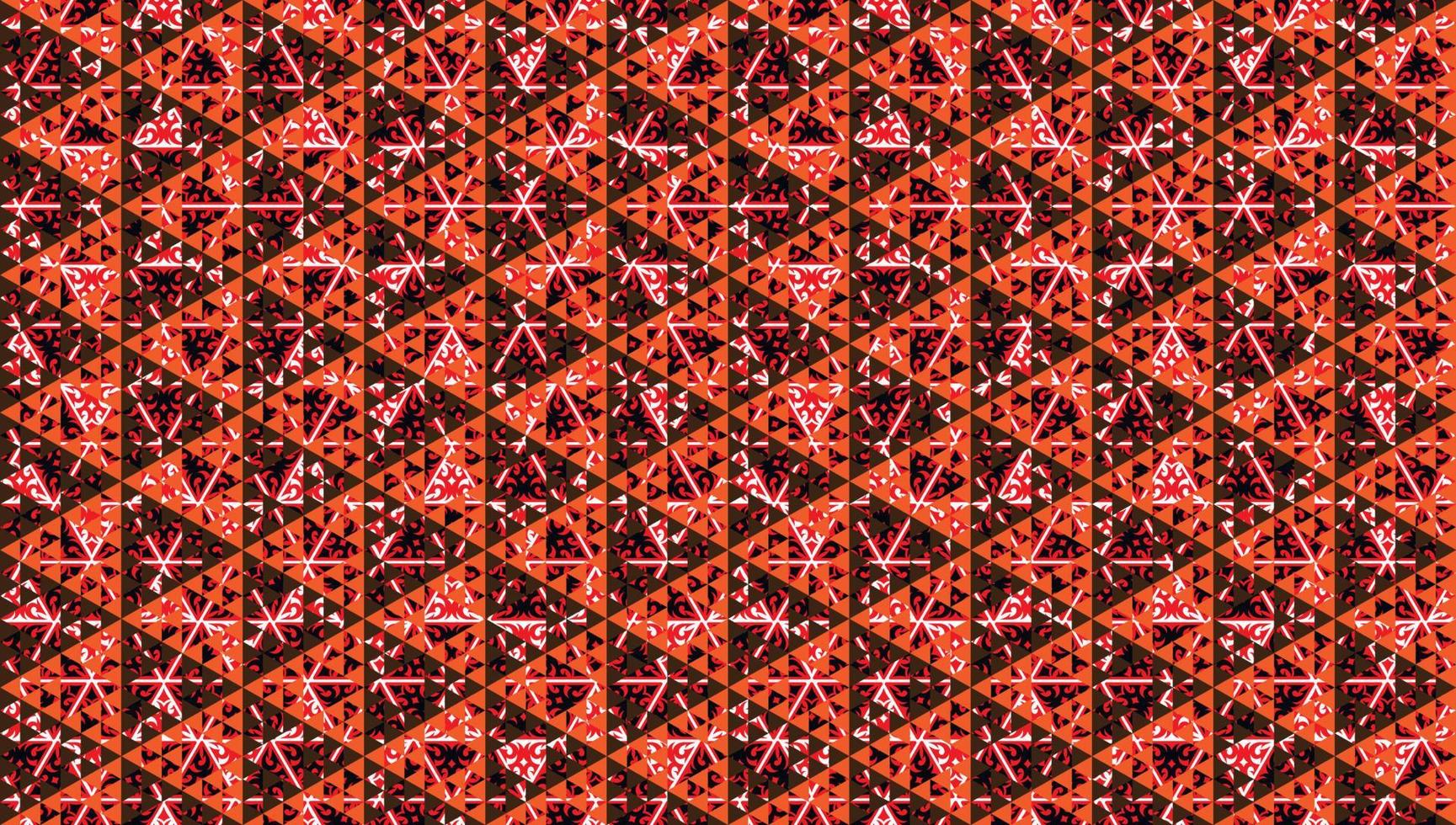 Abstract Retro Triangles Ornament. Geometric Seamless Pattern Design Template. Triangular Shapes. Red Orange Brown Color Theme. vector