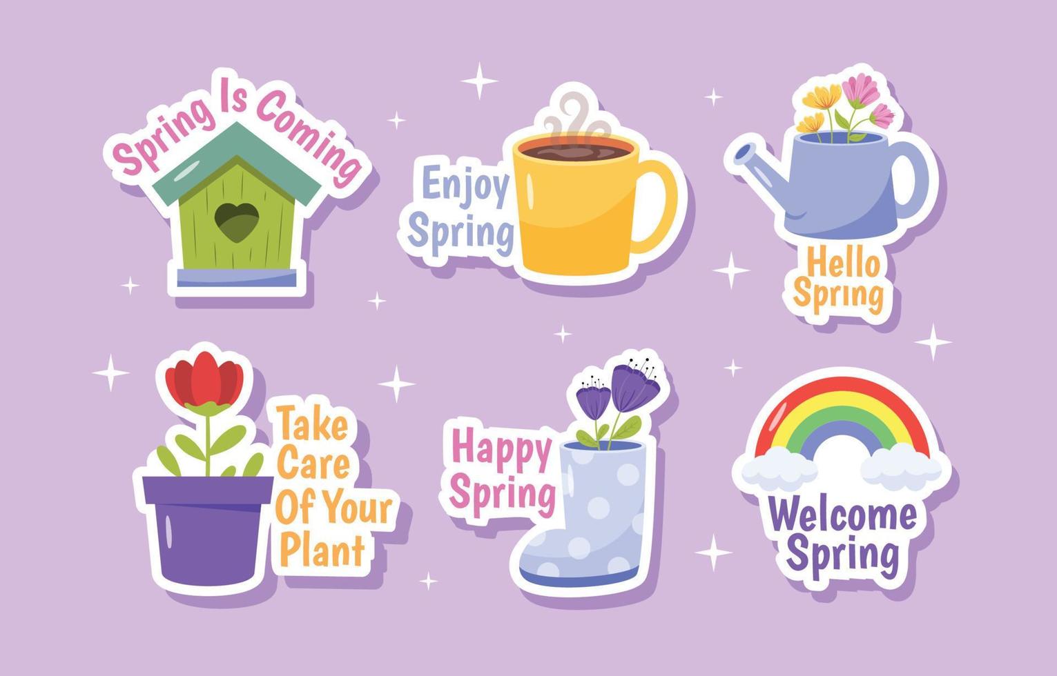 Spring Theme Sticker Set vector