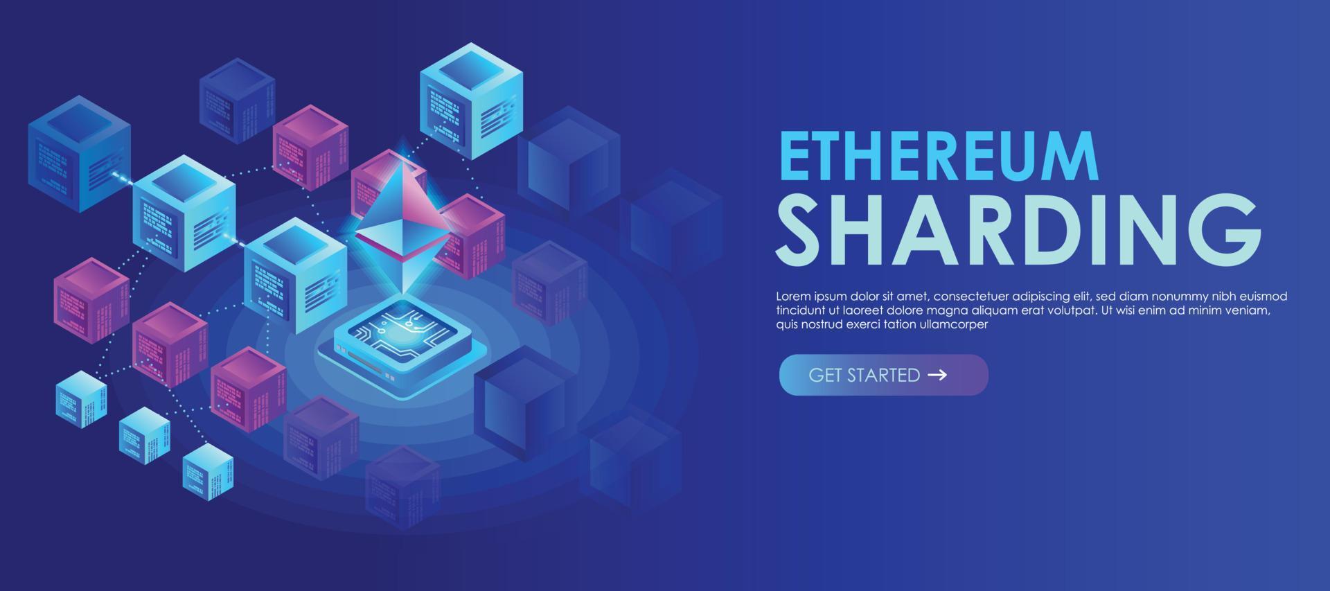 Ethereum sharding block isometric vector