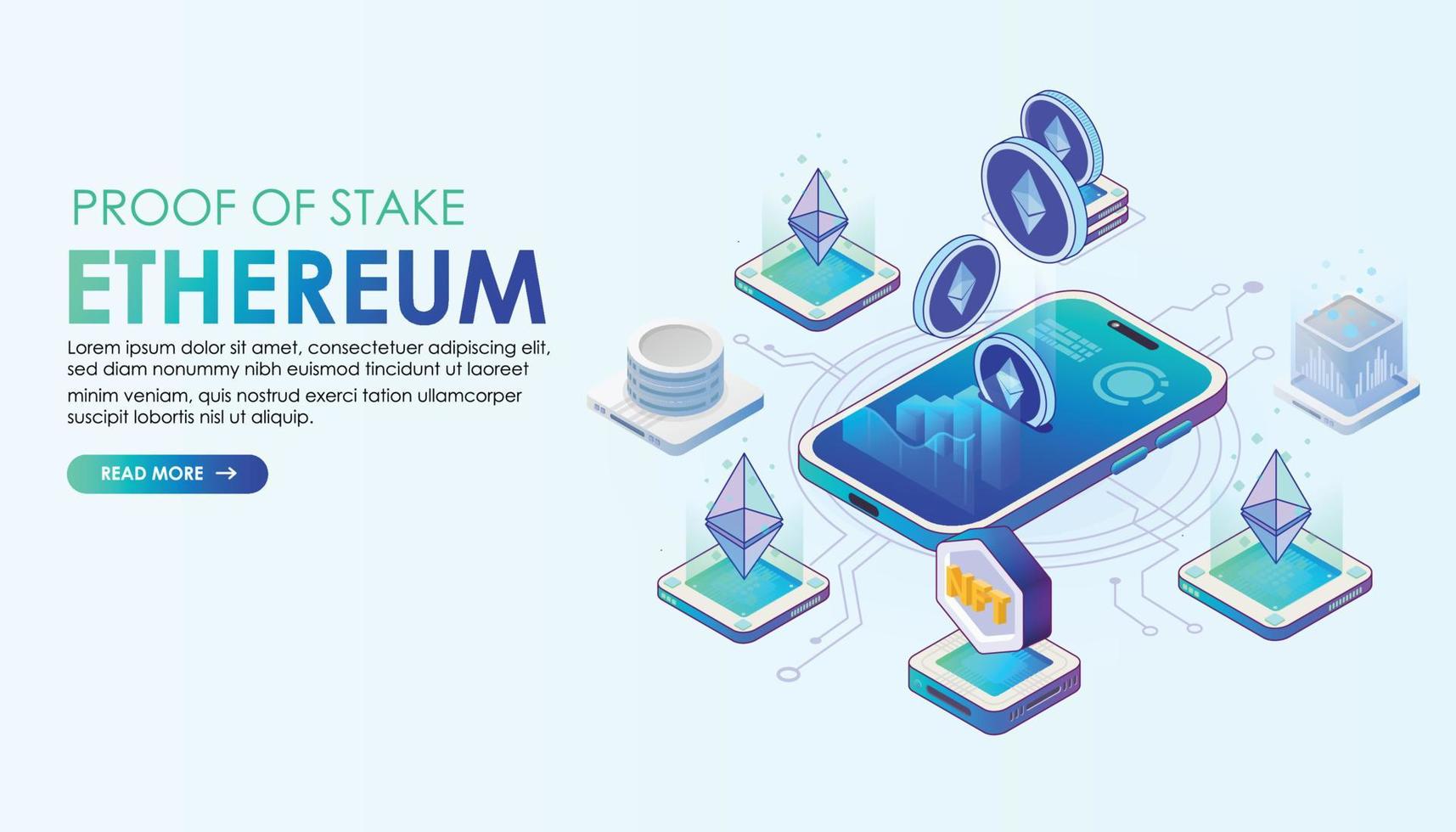 ethereum cryptocurrency isometric banner illustrator vector