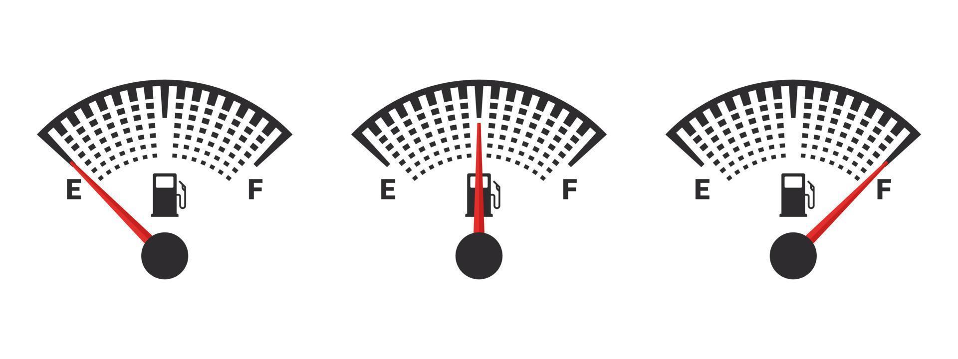 Fuel gauge icons. Gasoline indicator. Gas tank gauge. Fuel indicator concept. Vector images