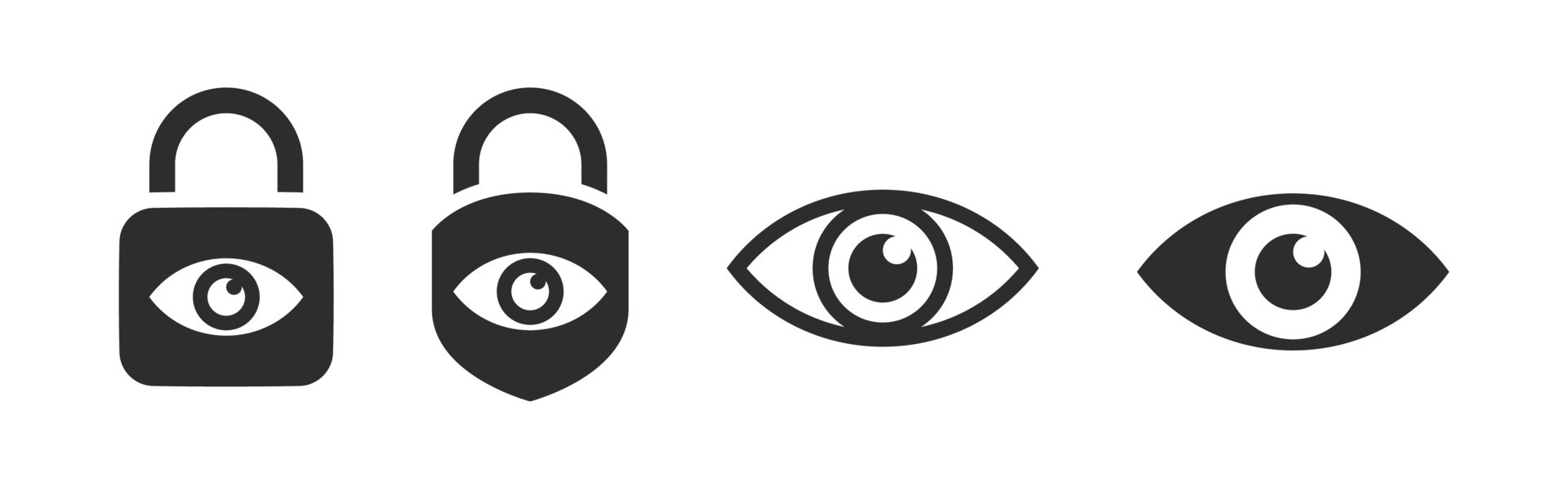 Security eye. Eyesight pictogram. Retina scan eye icons. Vector