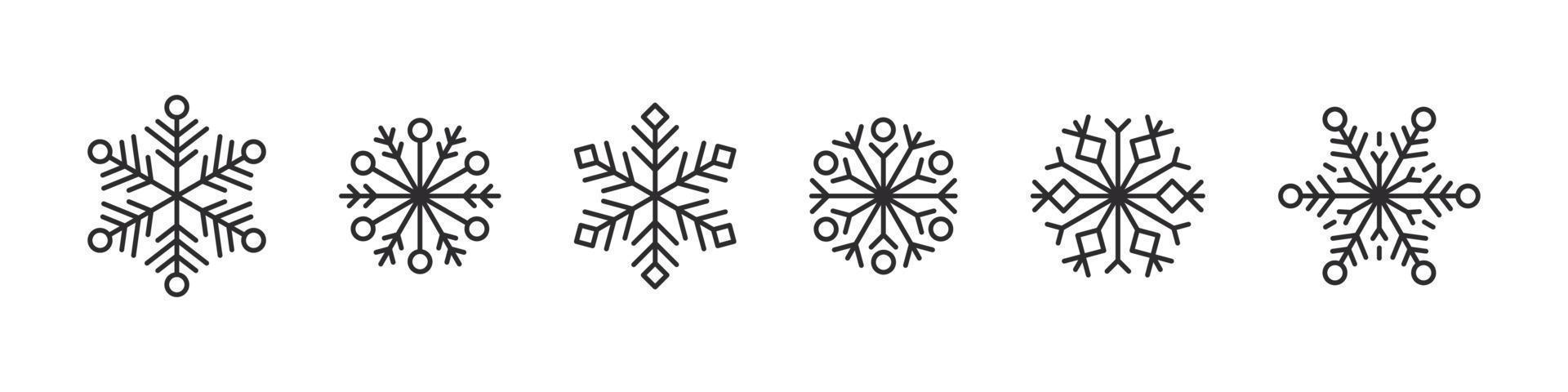 iconos de copos de nieve. símbolo de invierno de cristal de hielo. conjunto de copos de nieve. ilustración vectorial vector