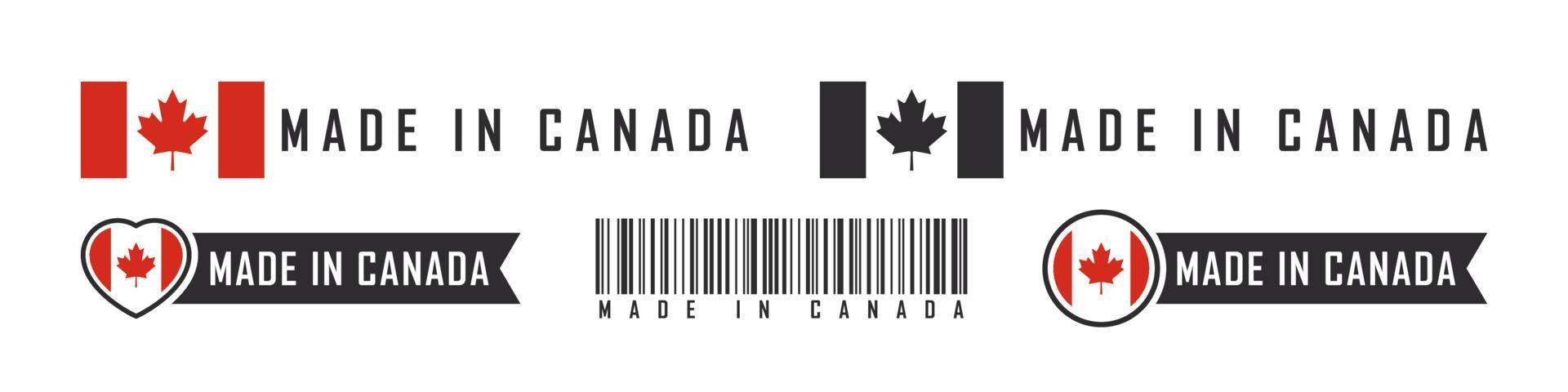 hecho en logotipo o etiquetas de Canadá. emblemas de productos de Canadá. ilustración vectorial vector