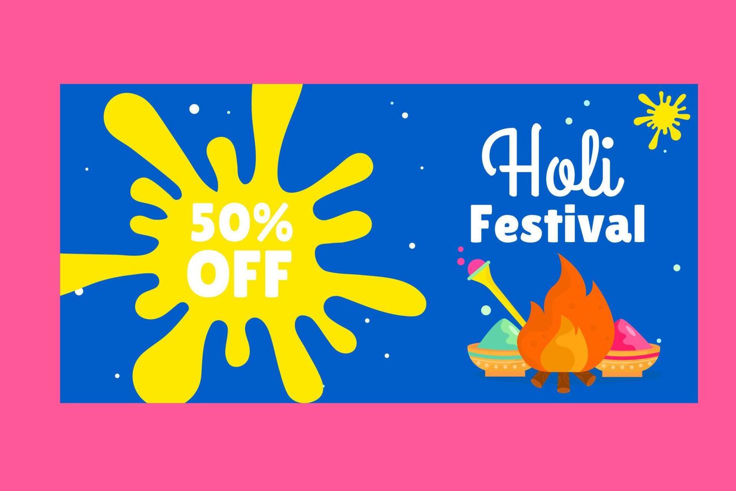 Holi festival banner with colors for sale. Vector