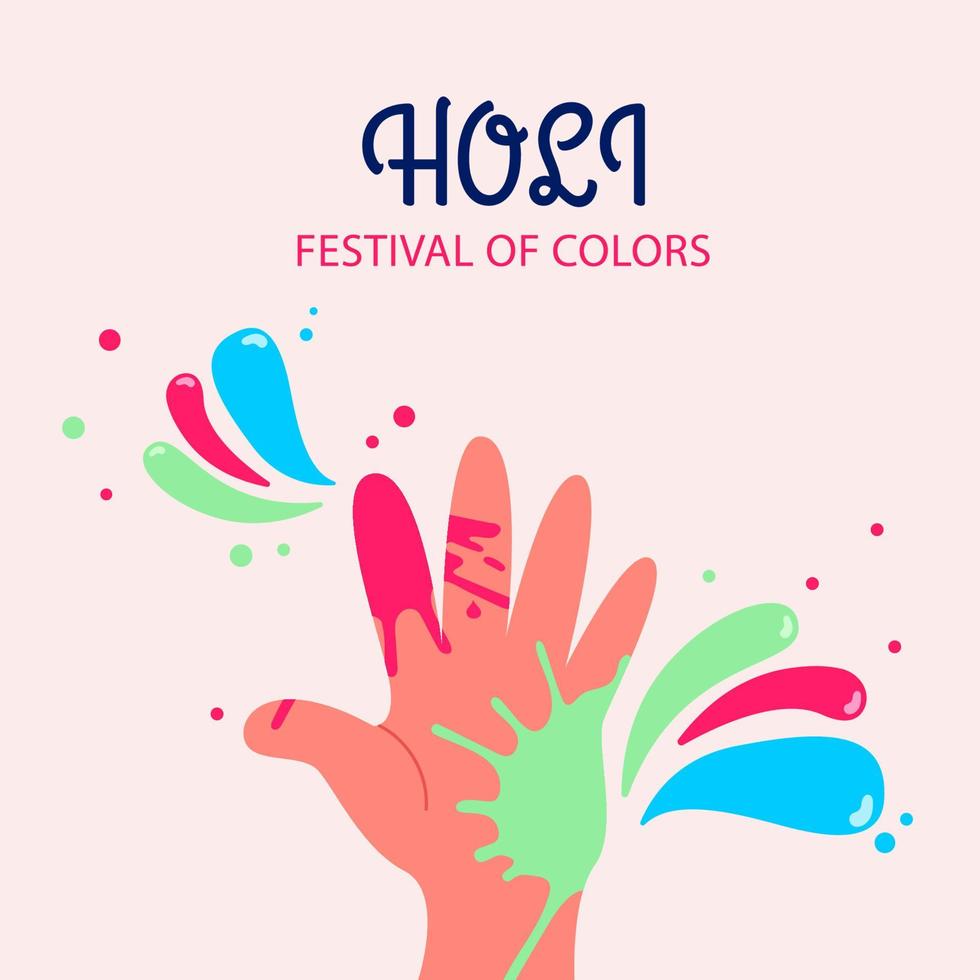 Holi festival with hand in paint. Vector