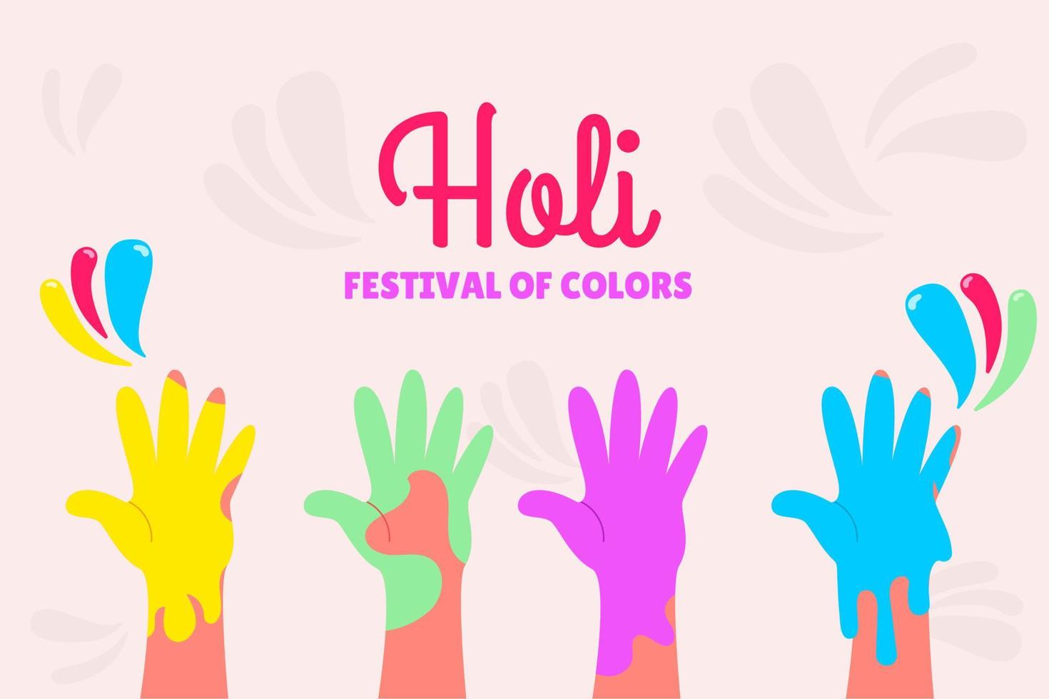 Holi festival hands with paints. Vector