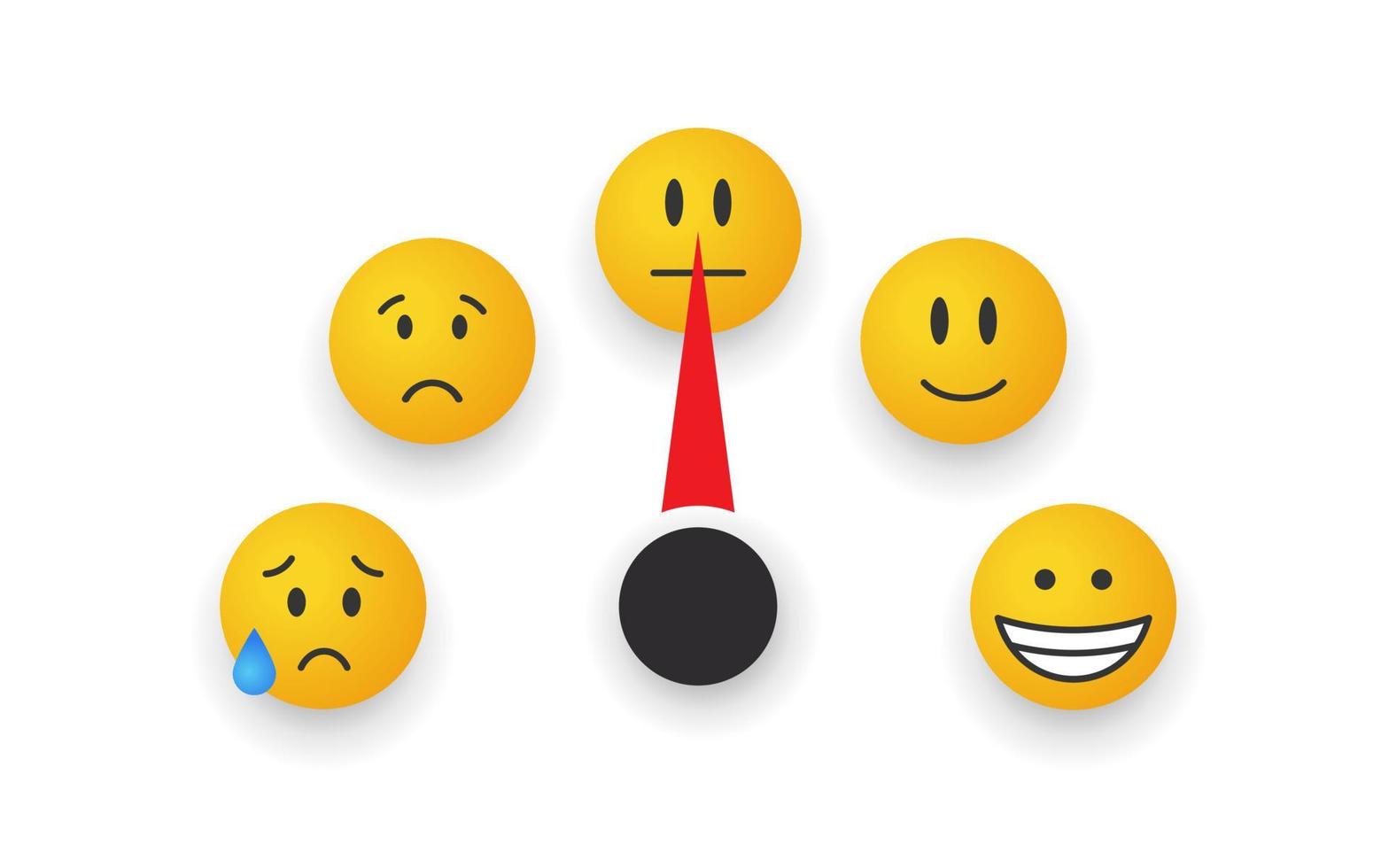 Mood scale. Satisfaction indicator. Rating smiles. Performance measurement. Vector illustration