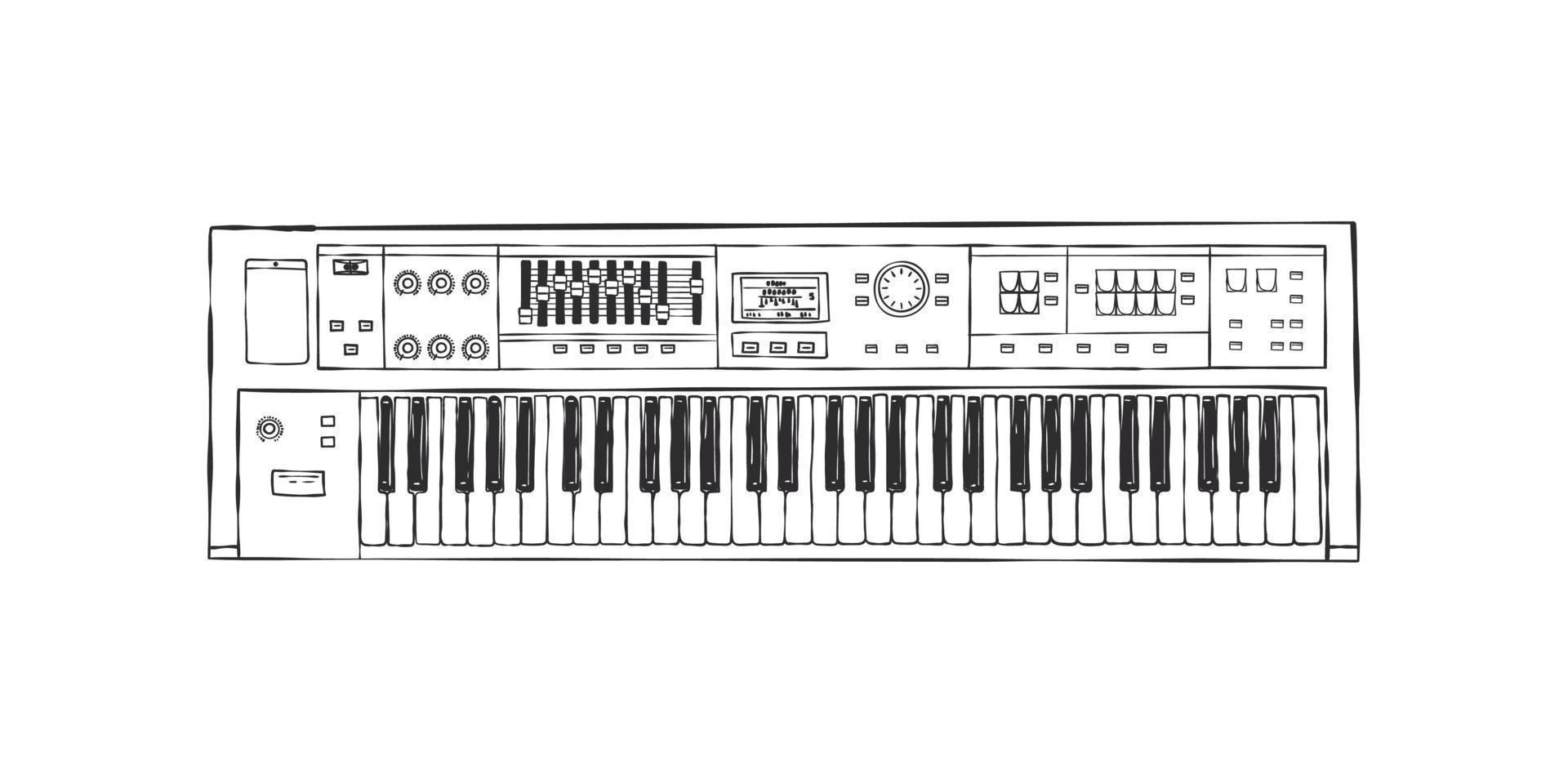 Synthesizer. Hand-drawn synthesizer. Professional synthesizer. Hand drawn style. Vector illustration