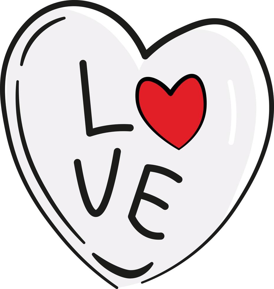 Heart shape with Love Typography in middle. Line Drawing minimal doodle style. vector