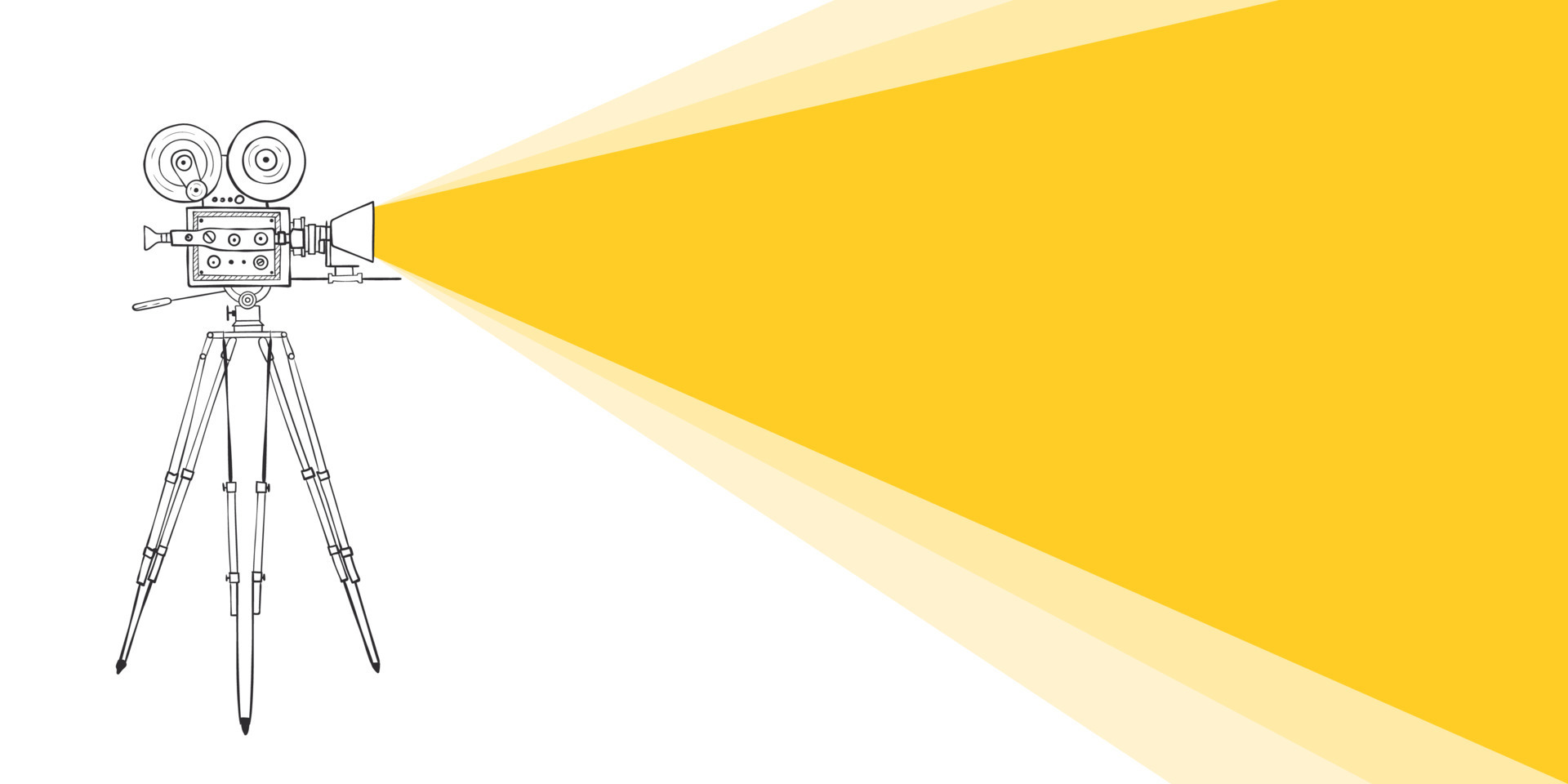 Beam of light. Retro video camera drawn by hand with a beam of light