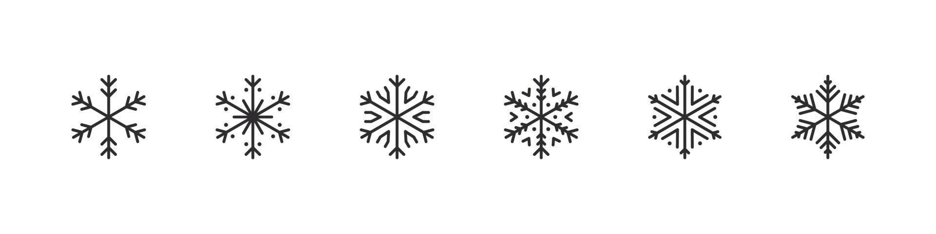 Modern snowflakes icons. Christmas icons set. Xmas signs. Snow ornament. Vector illustration