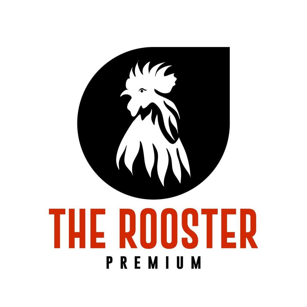 elegant art rooster image, logo design illustration of rooster body, rooster head vector