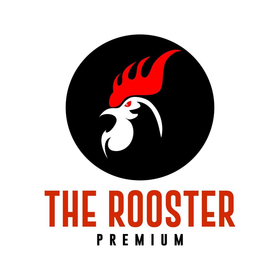 elegant art rooster image, logo design illustration of rooster body, rooster head vector