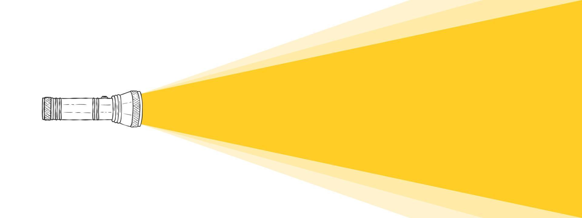 Idea and creativity concept. Flashlight drawn by hand with a beam of