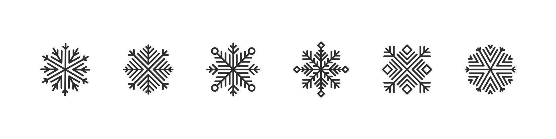 Snowflakes icons. Christmas icons. Xmas signs. Snow ornament signs. Vector illustration