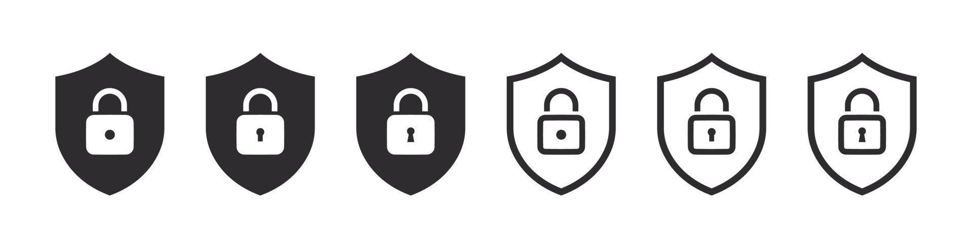 Security lock icons. Padlock and shield. Privacy symbol. Security symbol. Vector illustration