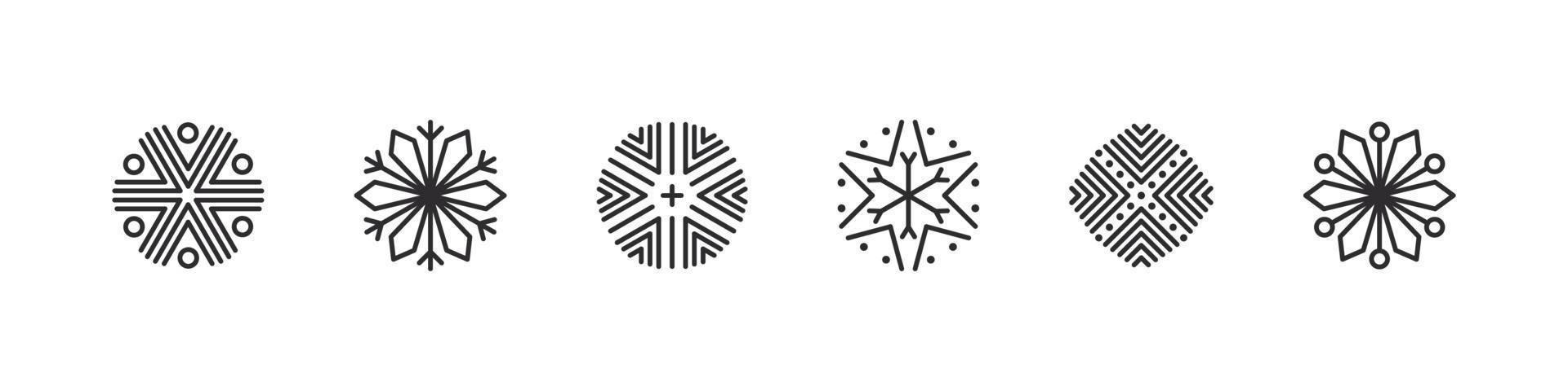 Snowflakes. Modern christmas icons. Xmas signs. Snow ornament icons. Vector illustration