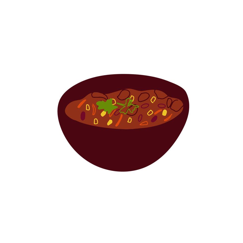 comida mexicana chili con carne ilustración aislada sobre fondo blanco vector