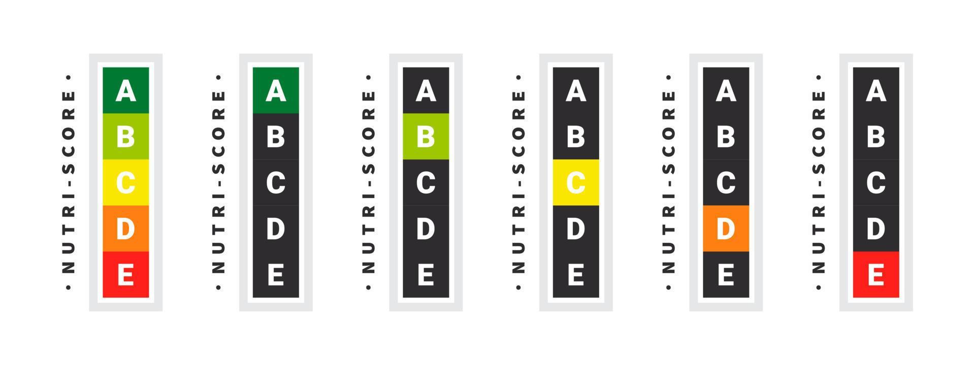 Nutrition labels. Food rating system signs. Health care nutrition ...