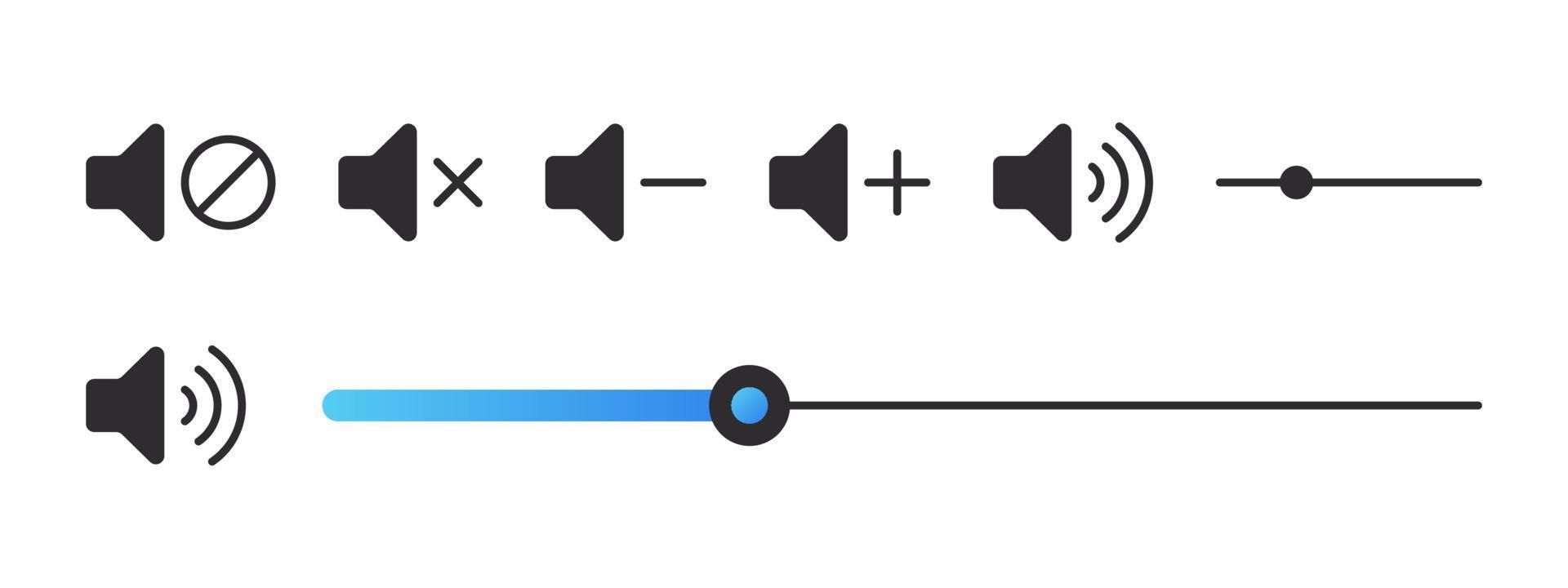 iconos de control de volumen. símbolos de la interfaz de audio. iconos de sonido ilustración vectorial vector