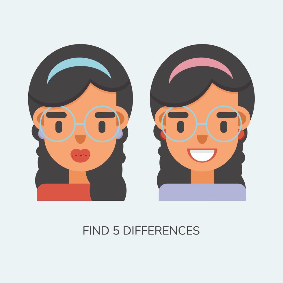 Find the differences vector game in a flat style