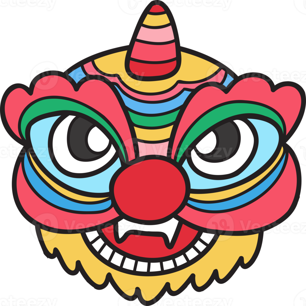 Hand Drawn chinese lion dance illustration png