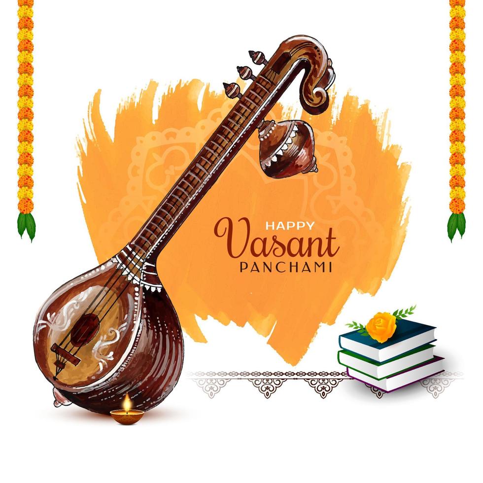 Happy Vasant Panchami Traditional Indian festival background design vector