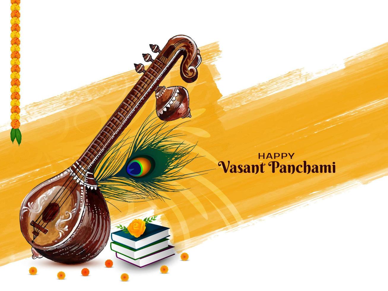 Happy Vasant Panchami festival artistic background vector