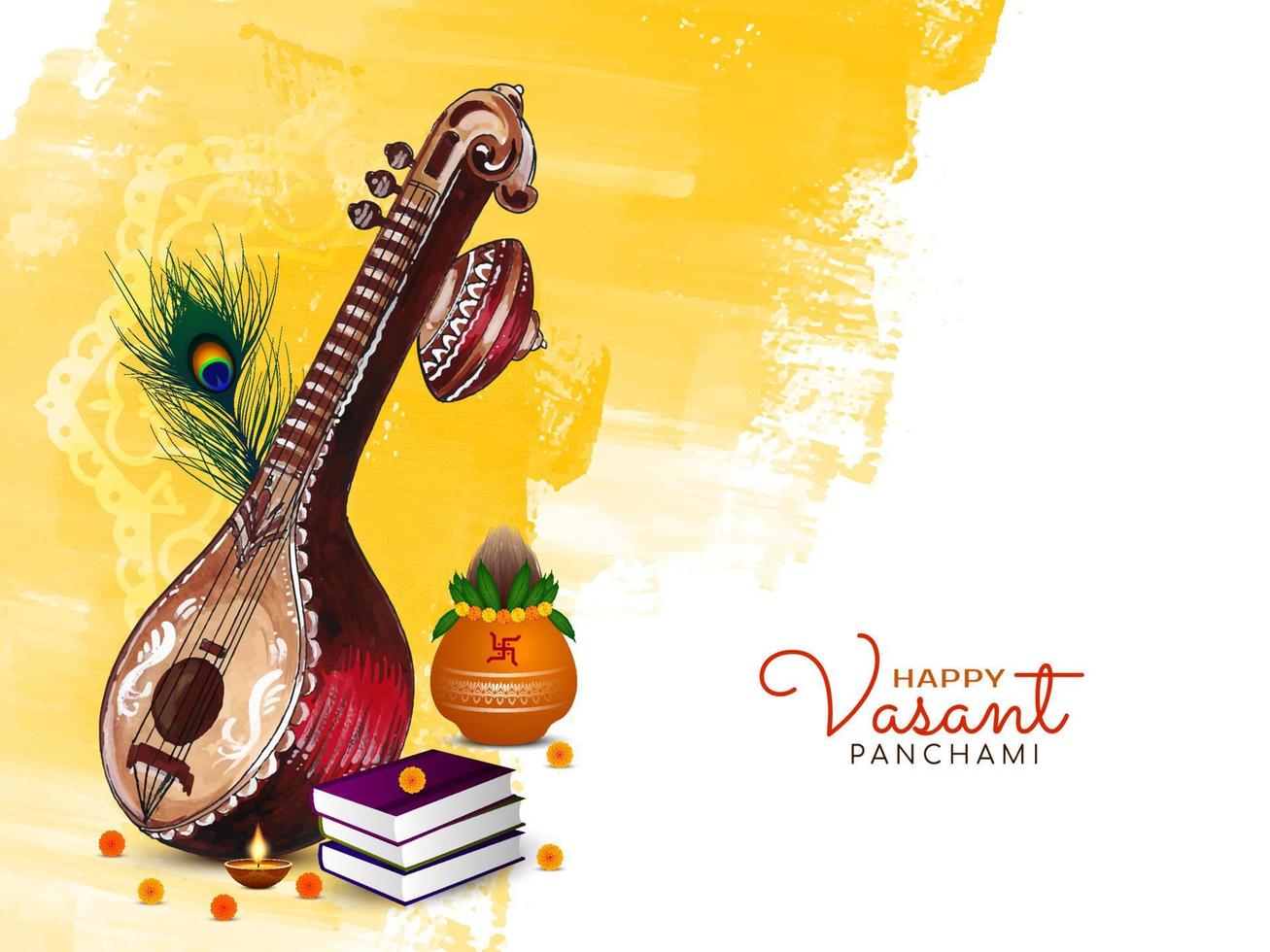 Happy Vasant Panchami Traditional Indian festival background design vector