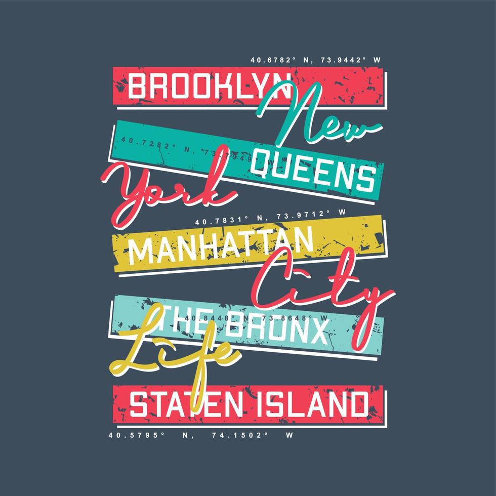 diseño gráfico de la camiseta de la ciudad de nueva york impresión vectorial de la camiseta vector