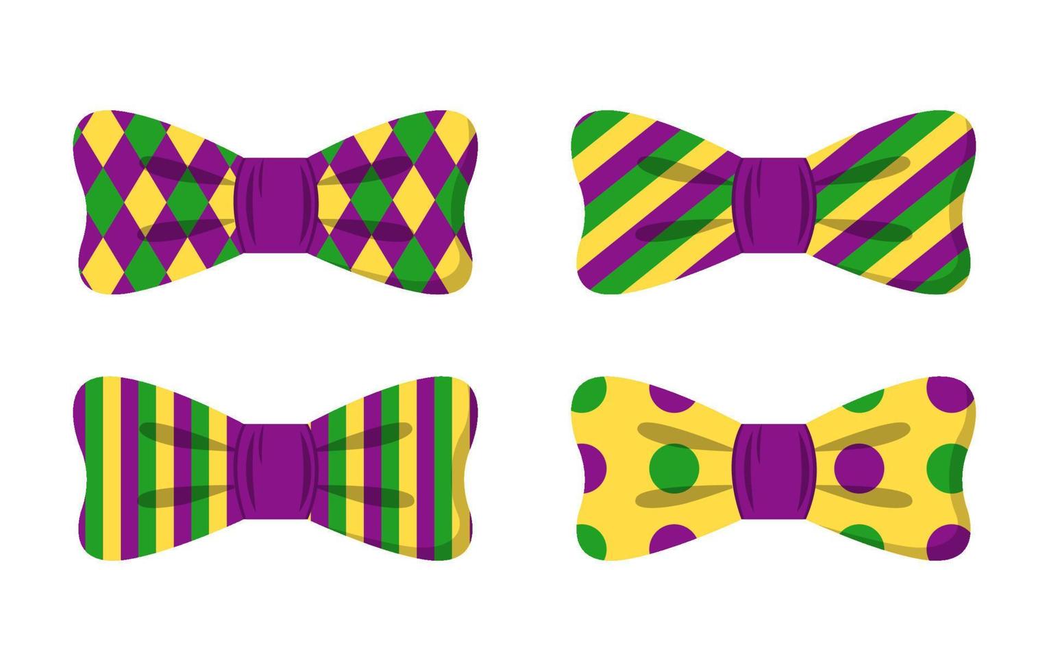 colección de lazo de corbata de cartón vectorial. accesorios de mardi gras para disfraz aislado sobre fondo blanco vector