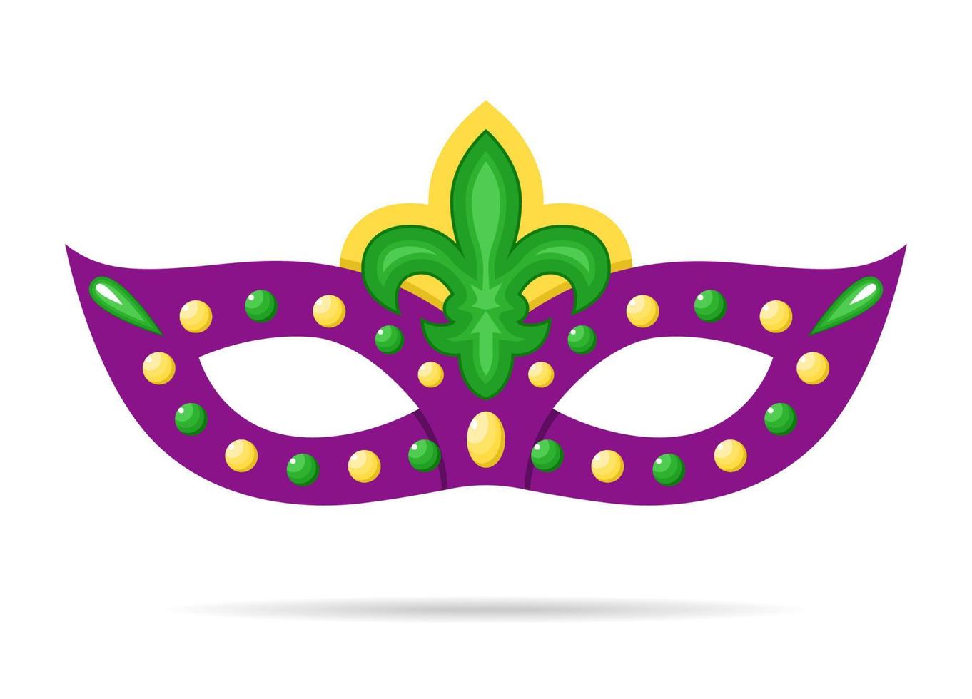 Vector Mardi Gras cartoon purple mask on white background