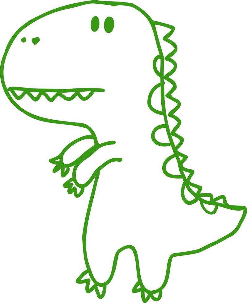 Dinosaur green line drawing. vector