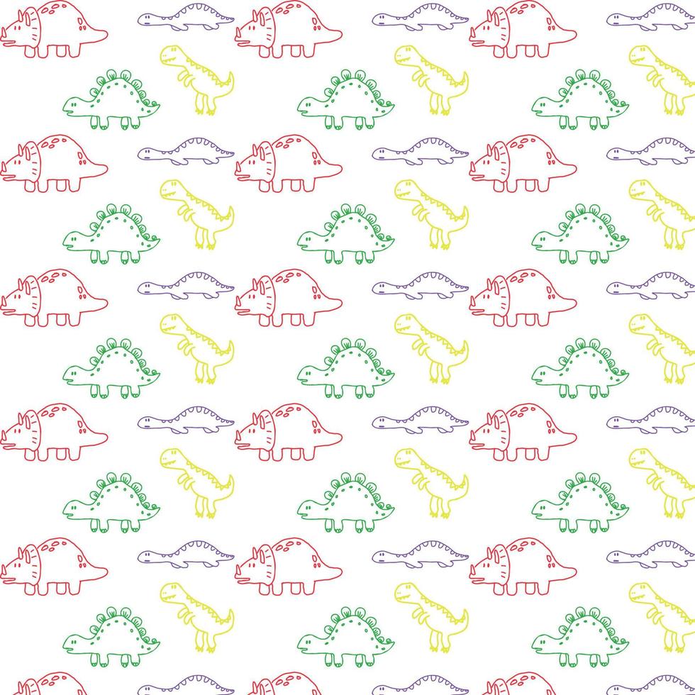 Background with dinosaurs of different colors. vector