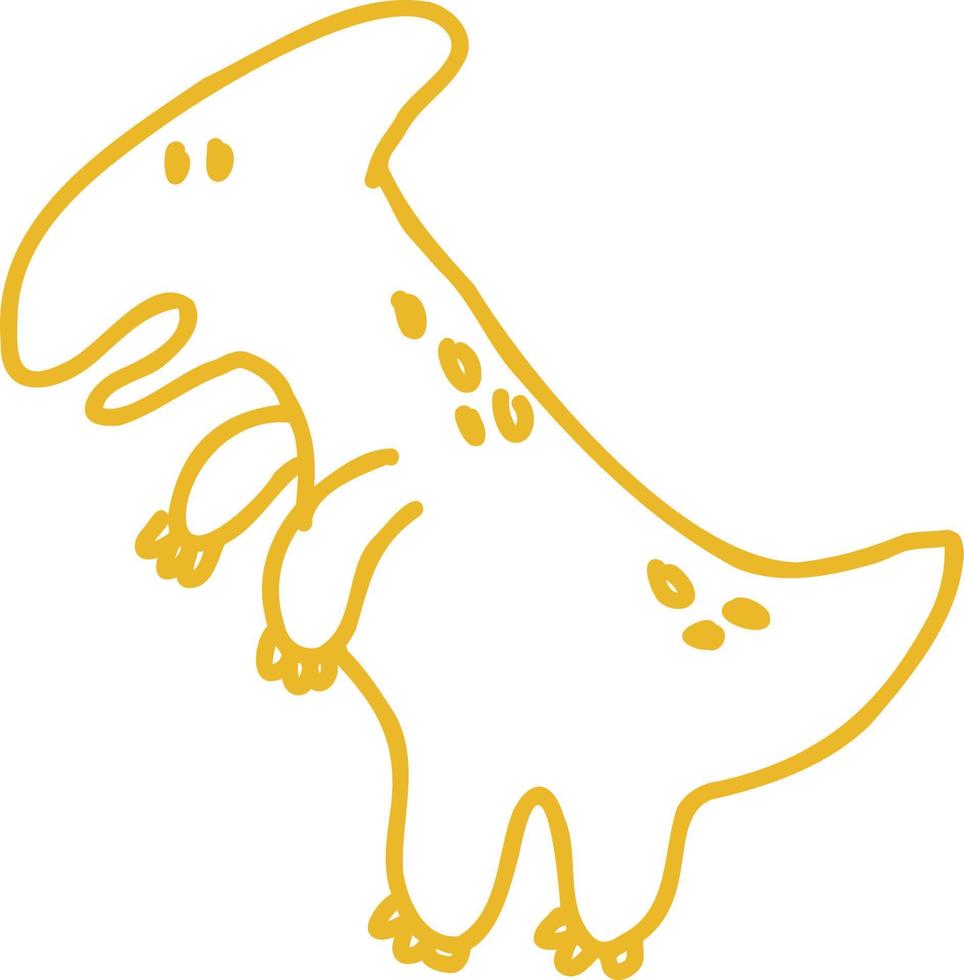 Dinosaur yellow line drawing. vector