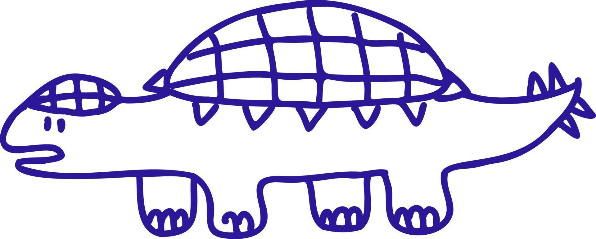 Dinosaur blue line drawing. vector