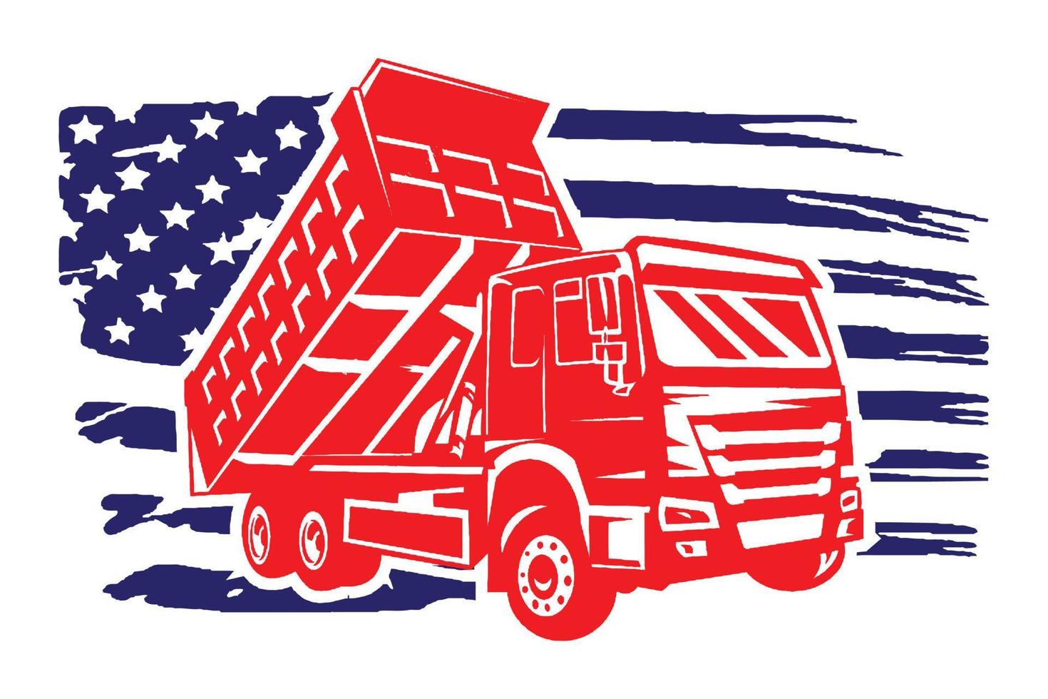 diseño de camión con bandera angustiada vector