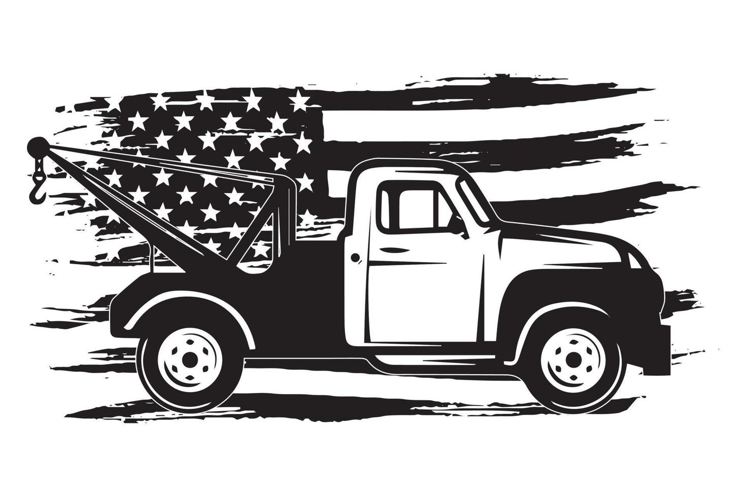 Tow Truck With American Flag Design vector