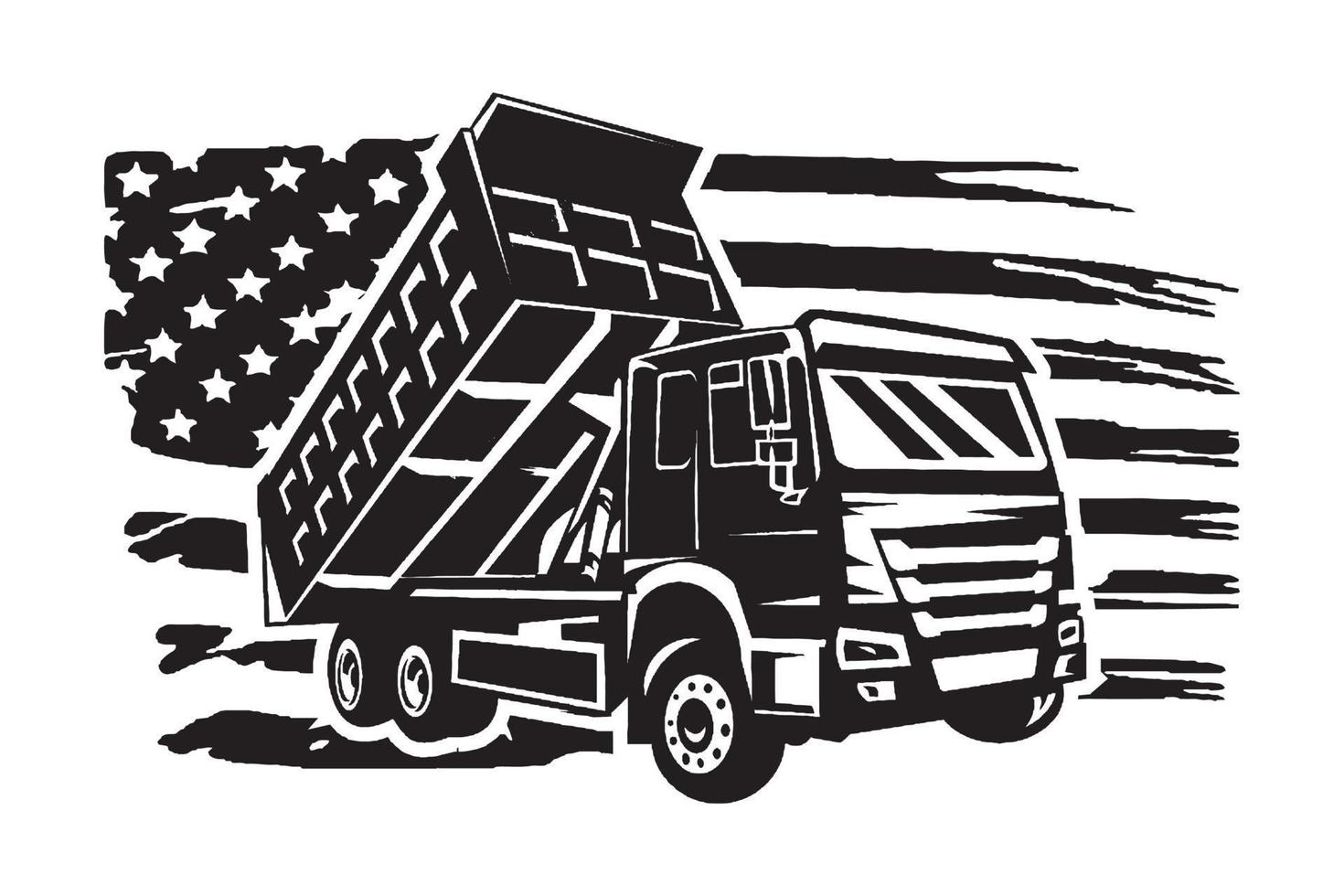 Dump Truck With USA Flag Design vector